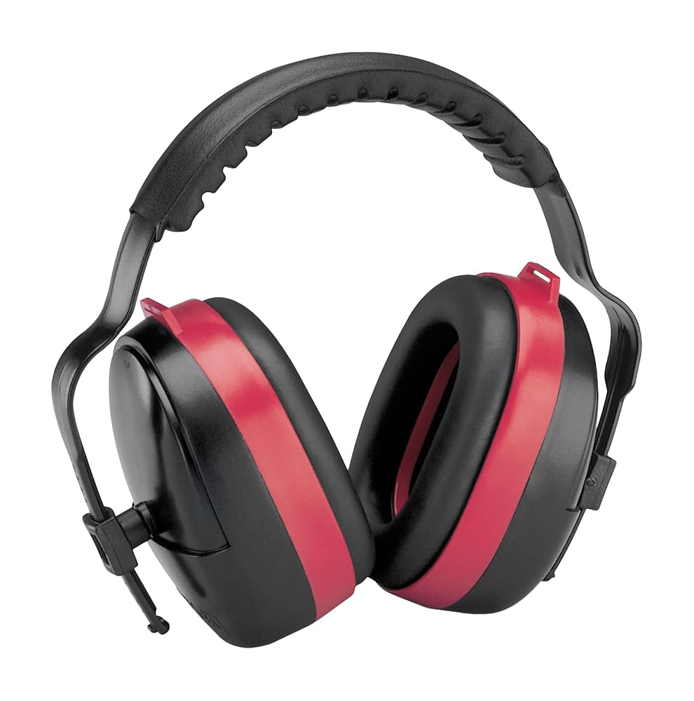 Elvex Ear Muff, 28dB, Multi-Position, Black/Red, Large